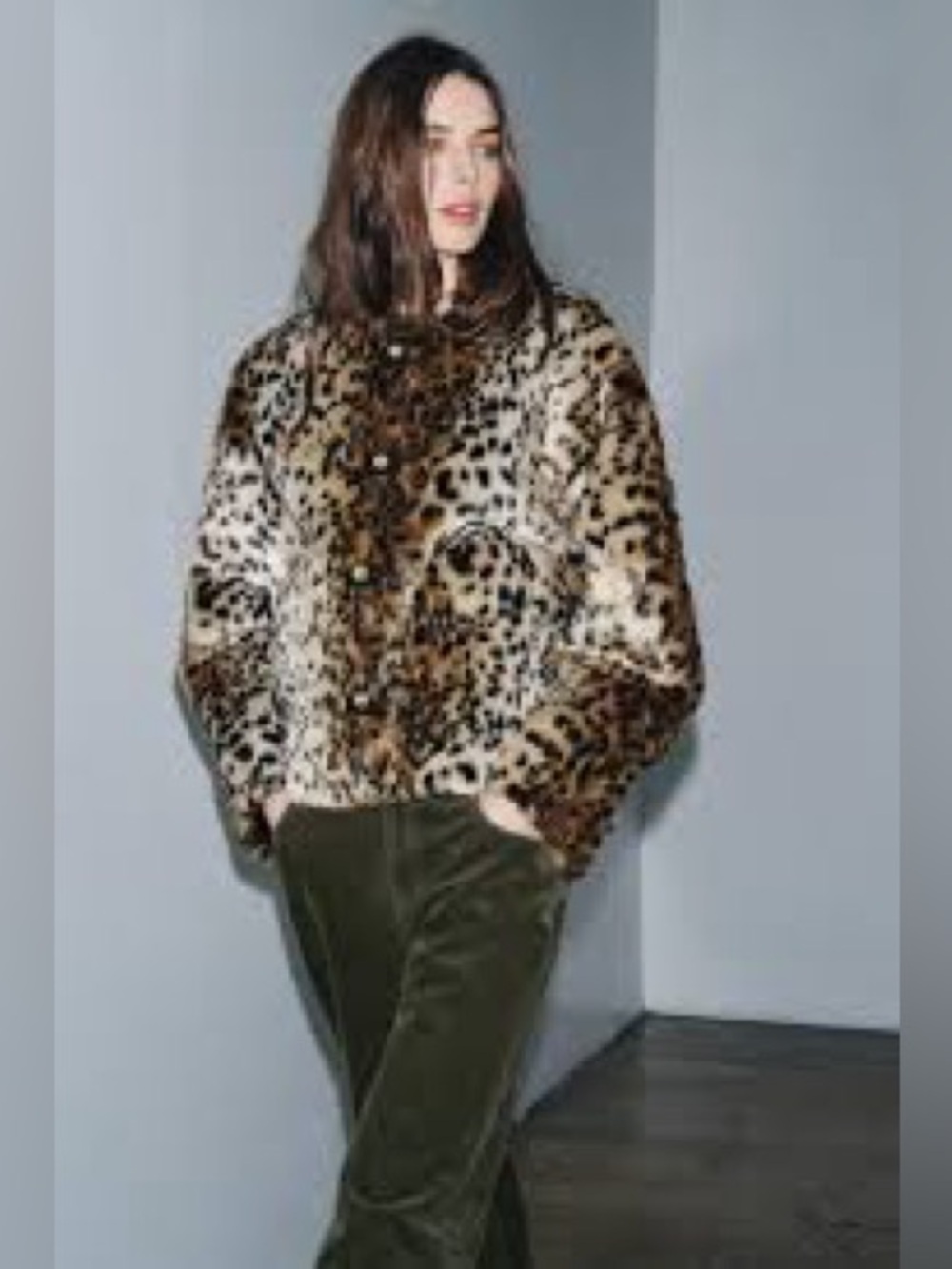 ZW Collection Leopard Print Faux Fur & Leather Jacket - Picture 2 of 6